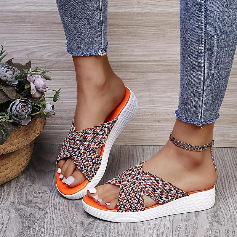 

Sandals Summer Women's PU Leather Slippers Open Toe Wedges Flats Slides Bigs Size Beach Shoes For Ladies, Black