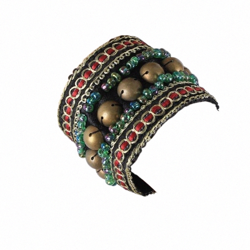 Stage Wear tribal Belly Dance Costume Accessories 2 Pieces Set Bronze Beads Wristband & Armband Adjustable Fit Gypsy Jewelry Bracelets Stage Wear-image-796865195