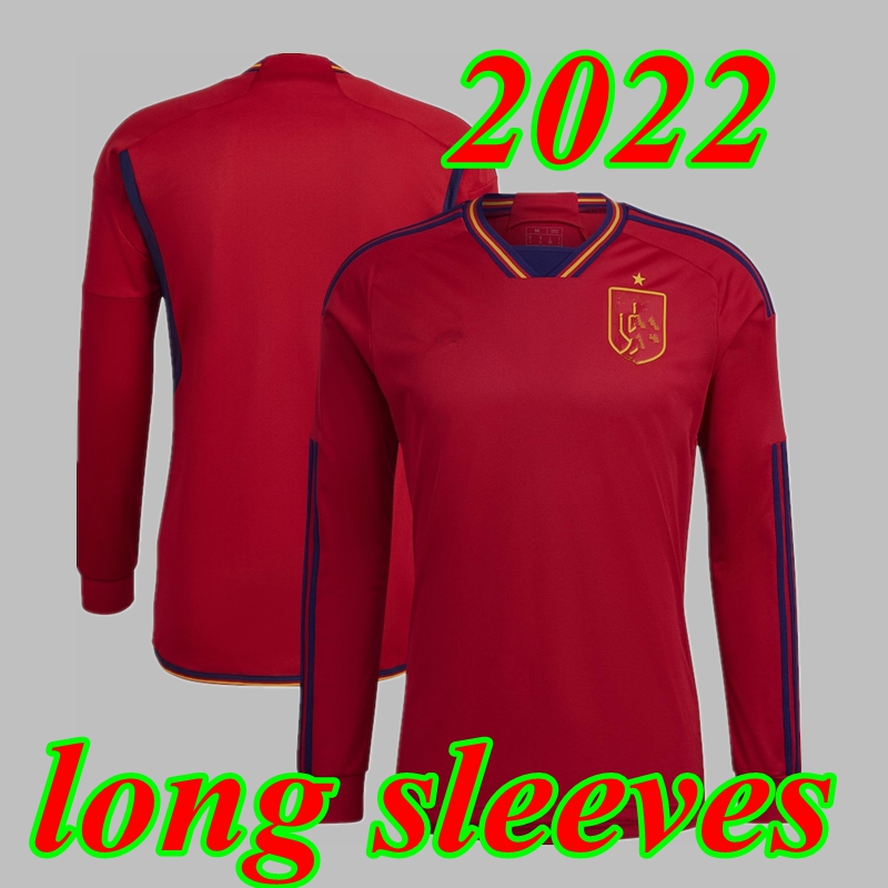 

2022 spain soccer jersey PEDRI FERRAN TORRES MORATA GAVI football shirt ANSU FATI KOKE AZPILICUETA men and kids kits top quality long sleeves, Red