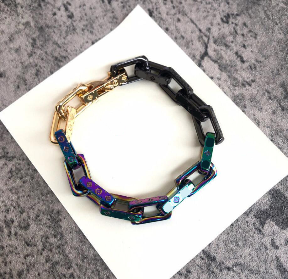 

New orange quenched bamboo chain bracelet with Cuban dazzling gradient color designer charms love bracelet luxury bangles cjeweler bijoux for mens womens -1