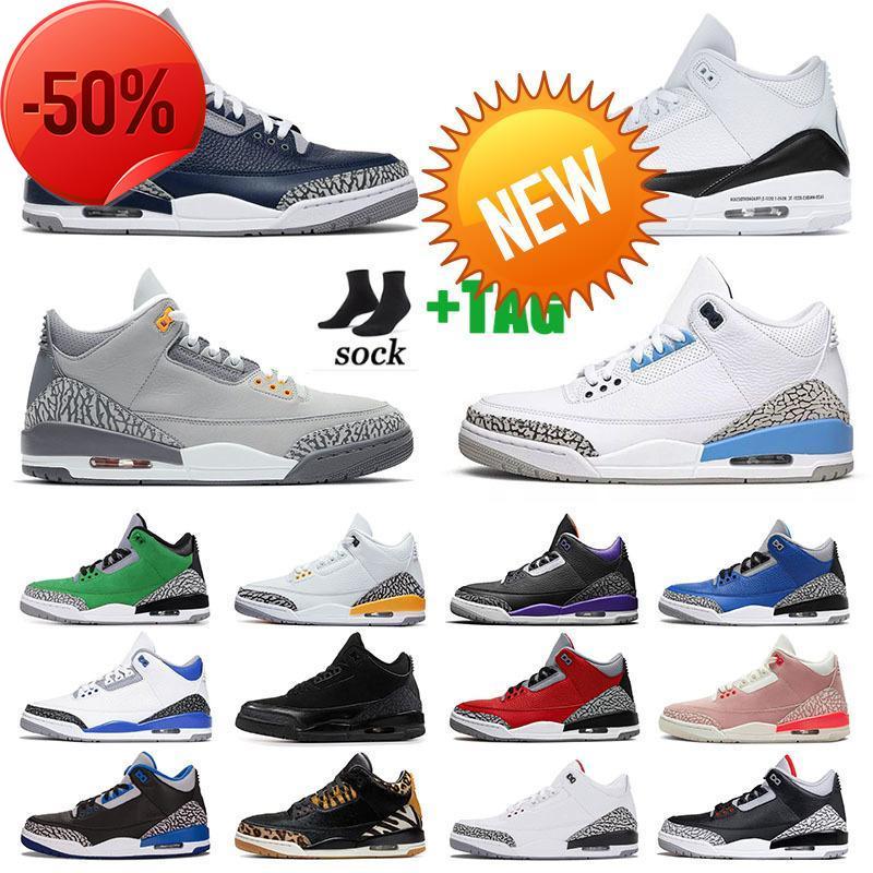 Bottes Jumpman 3 3s 3m Chaussures de basket-ball réfléchissantes Hommes Baskets Varsity Royal Femmes Georgetown Fragment Baskets de sport authent