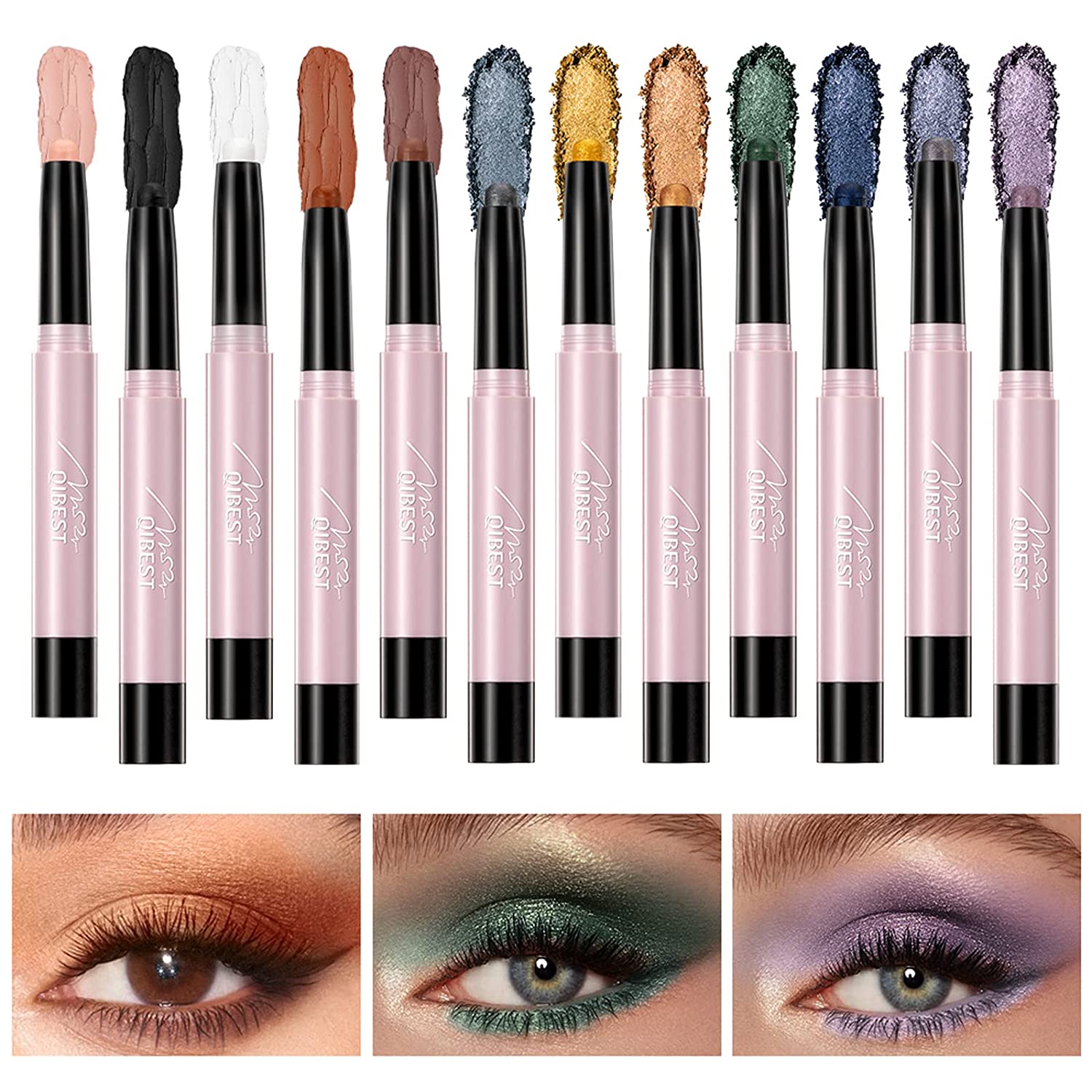 Eye Shadow Stick Eyeshadow Pencil Soft Creamy Matte Shimmer Crayon High Pigmented Shiny Eye Makeup Waterproof-image-796866602