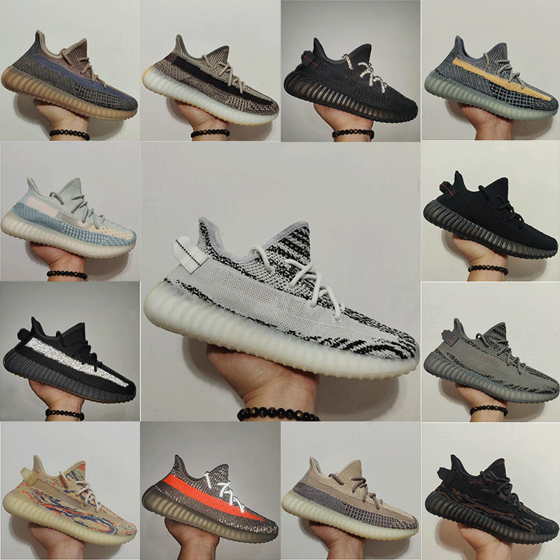 

Top Quality Men Womens kanye v2 Belgua Casual Running Outdoor Shoes 3M Reflective Sneakers Zebra Semi west Trainers White yeezys 350 shoe yezzy 36-45, 21