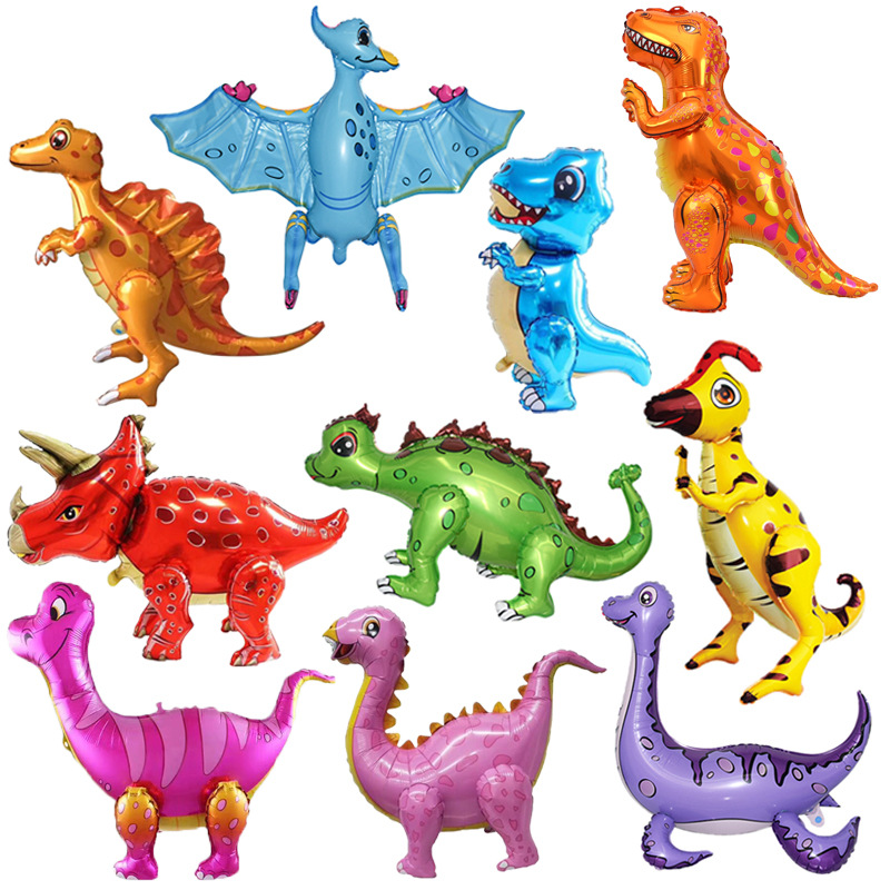 

Assemble Dinosaur Foil Balloon Party Decor 4D Giant Walking Animal Triceratops Stegosaurus Balloons Birthday Decorations Ballon Jurassic World Kids Toys Globos