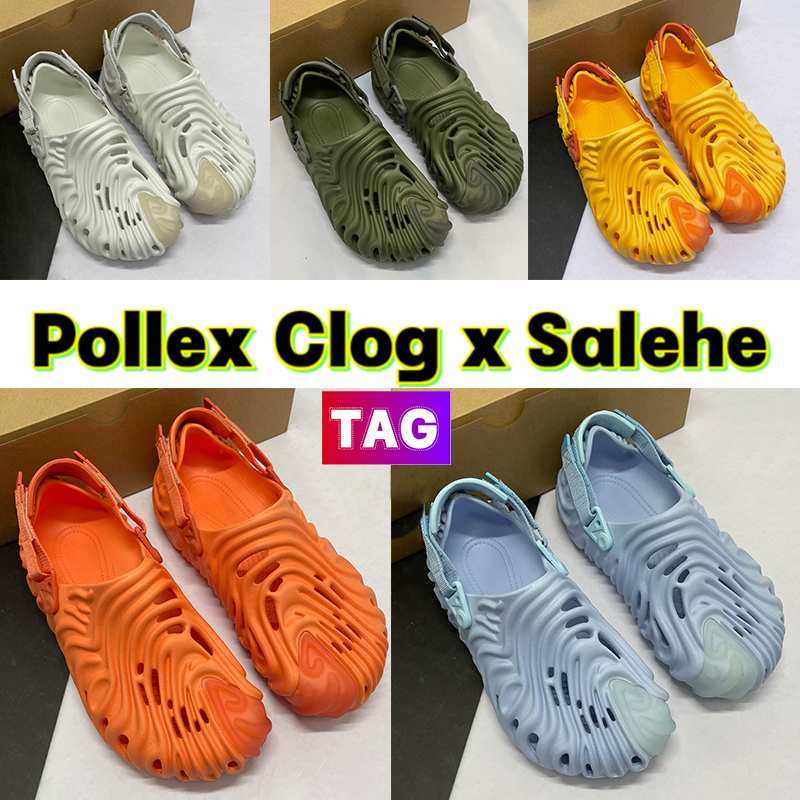 

Salehe bembury x Pollex Clog Sandals men women sandal outdoor casual beach slides Flat Heel slide Crocodile yellow orange slippers Menemsha Cucumber man slipper, No.18- shoes box