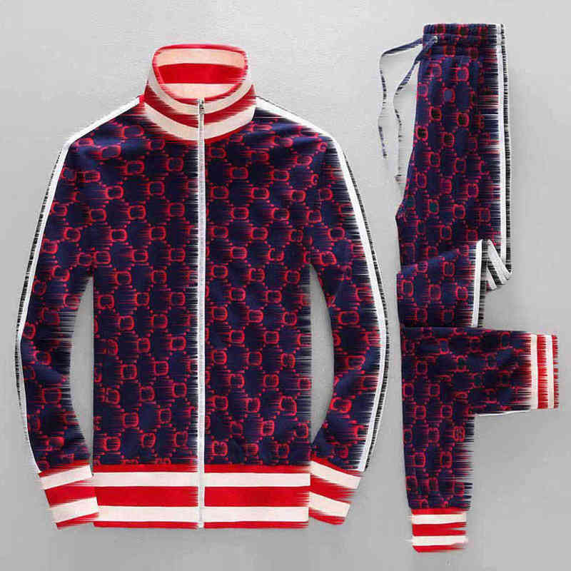 

Guccie Men Sportswear Set Brand Mens Tracksuit Sporting Fitness Clothing Two Pieces Long Sleeve Jacket Pants Casual Mens tuta uomo Asian Size