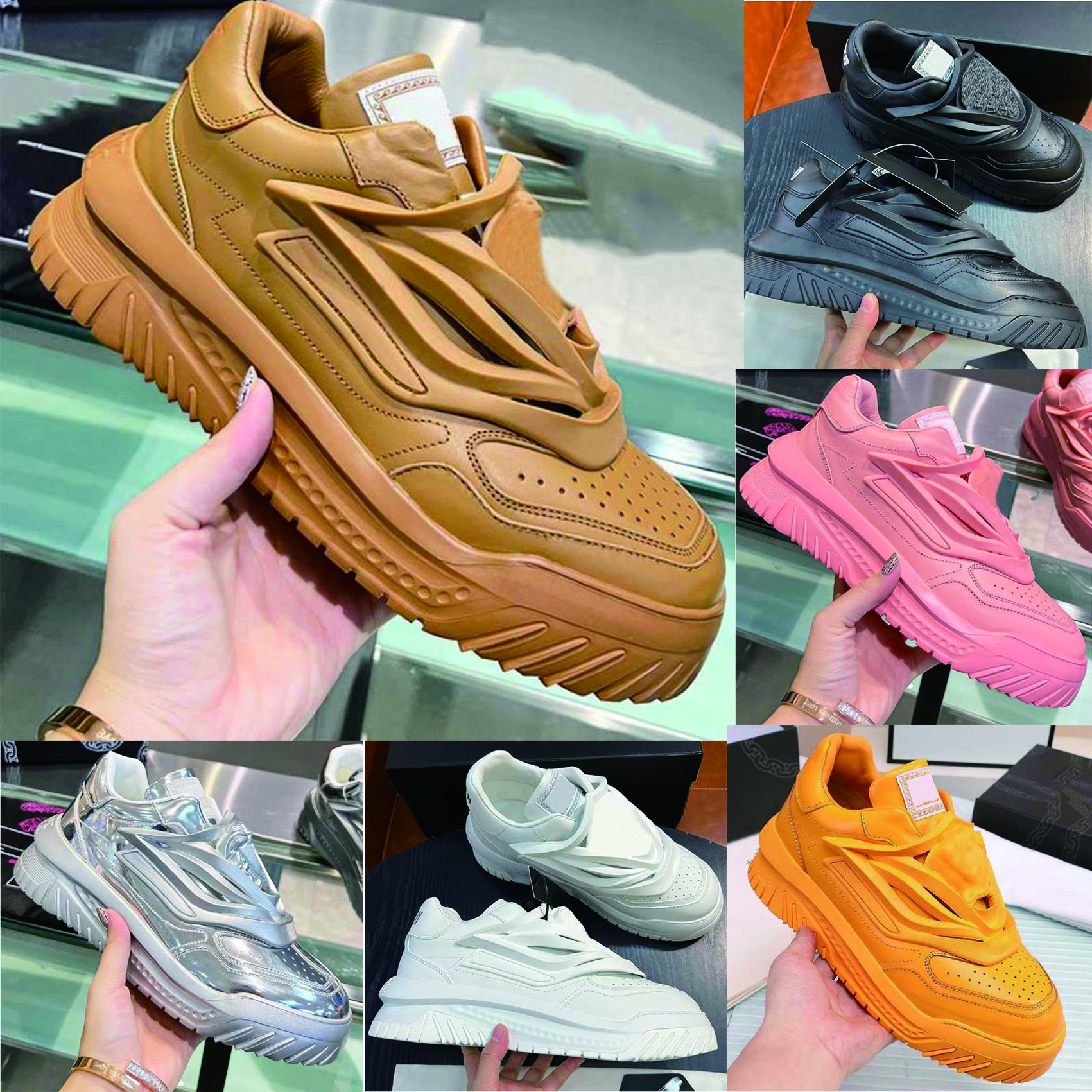 

2022 Designer Running Shoes ODISSEA Sneakers Women Thick Greek Soles Casual Shoes Triple Black White multi-color Italy Leather Men Medusa Trainers Couple Size35-46, Color4