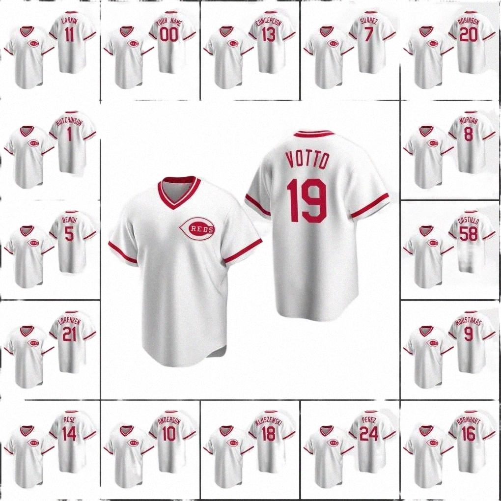 

College Baseball Wears cincinnati' Reds Men Women Youth #14 Pete Rose 19 Joey Votto 7 Eugenio Suarez 21 Michael Lorenzen Custom White Home Cooperstown Collectio 35H1#