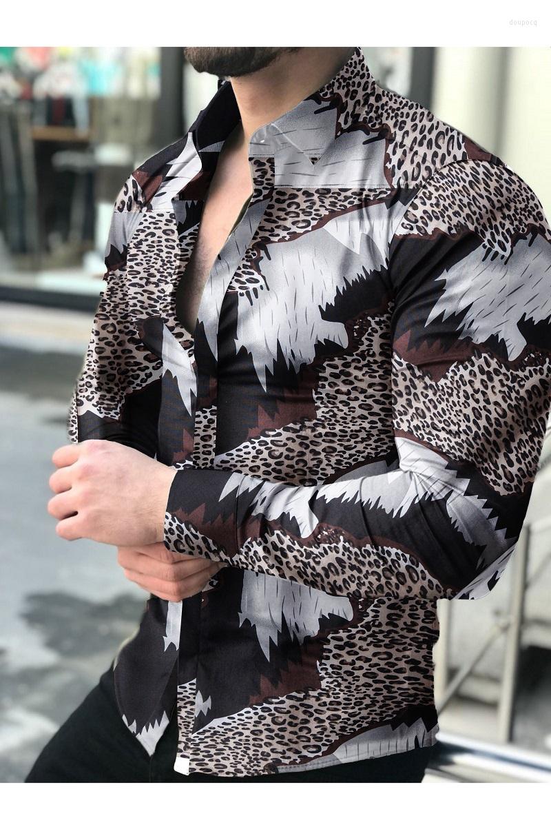 

Men's Casual Shirts 2022 Spring And Autumn Men's Printed Slim Fashion Floral, Beige