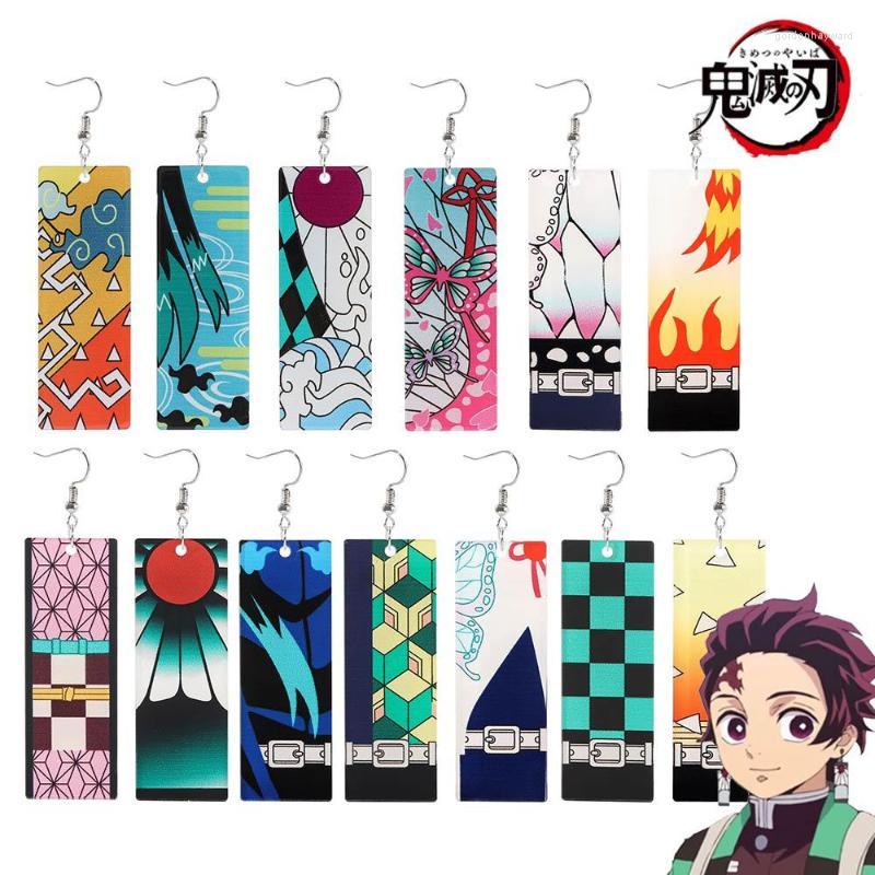 

Dangle Earrings Demon Slayer Fashion Acrylic Tanjiro Japanese Cosplay Props Ear Stud Eardrops 2022 Trend Multiple Choices Wholesale