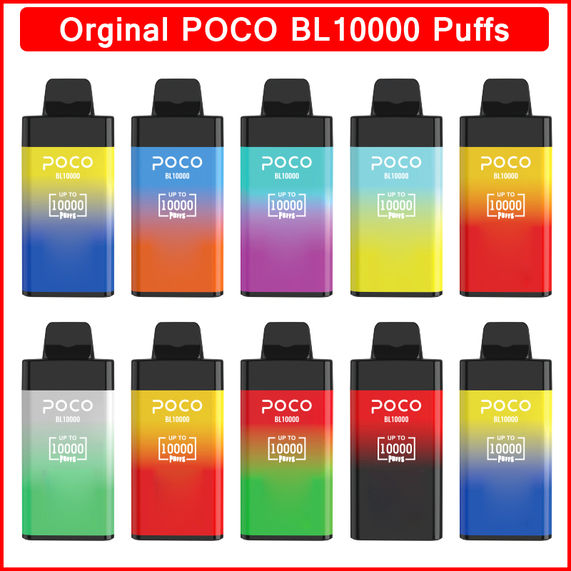 

Original Disposable E Cigarette POCO BL 10000 Puffs Mesh Coil With Rechargeable 650mAh Vape Pen Battery Prefilled 20ml Cartridge 0% 2% 5% Pod