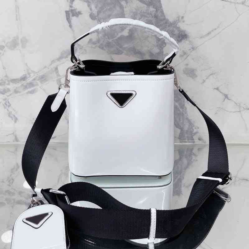 

Shoulder Bags 3 in 1 Bucket Women Fashion Handbag Solid Color Shoulder Bags Leather Designer Crossbody Female Purses 220414 B9BF, Black