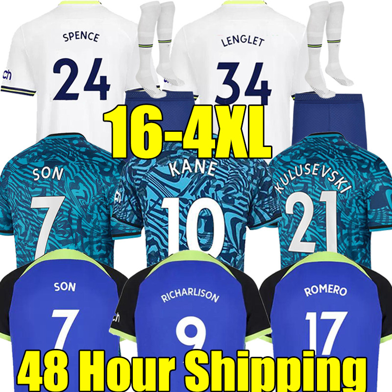 

4XL KANE SON 22/23 RICHARLISON Soccer Jerseys KULUSEVSKI HOJBJERG SPENCE PERISIC DIER 2022 2023 LUCAS ROMERO Football kit shirt Third tops Men kids sets big size, Liwupu 22-23 home