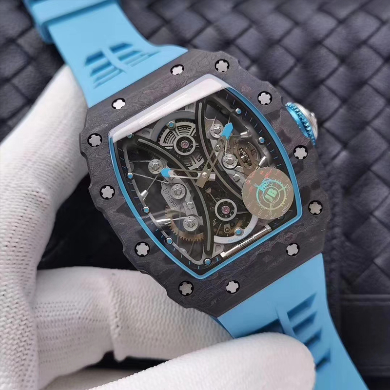 

Mens Skeleton Automatic Mechanical Watch Blue Rubber Canbon Fiber1025410254010254