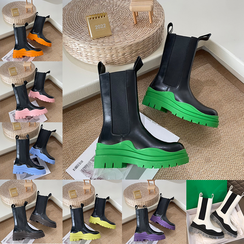 

Designer Tire Chelsea Platform Boots shoes venetas Leather Martin Ankle Luxury Anti-Slip outdoor Wave Colored Rubber Outsole Elastic Webbing boot EUR 35-45, Shoe box