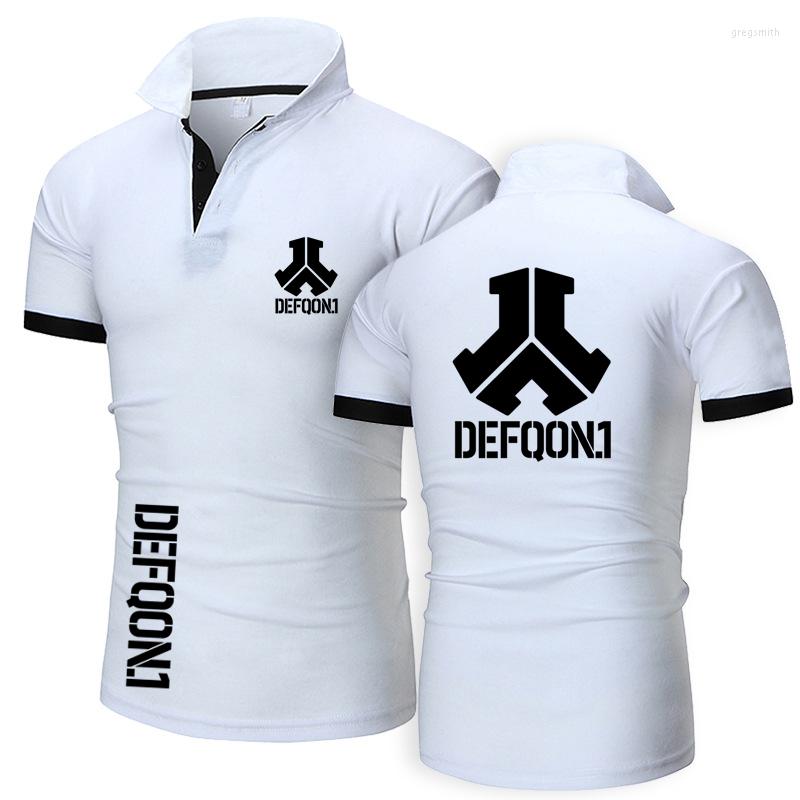 

Men' Polos Men Solid Color Short Sleeve Summer Defqon.1 Logo Prints Rock Hip Hop Customizable Simplicity Lapel -shirt, Beige