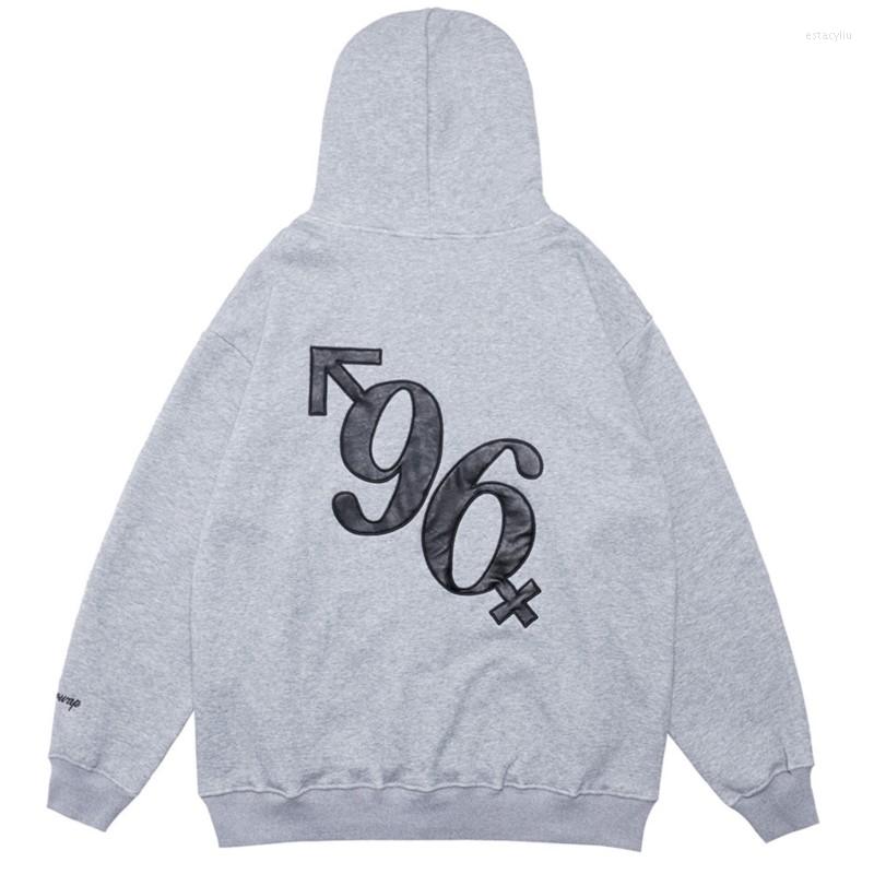 

Men's Hoodies GTDOM Korean Style Embroidery Hooded 2022 Autumn And Winter Man's Loose Letter Zipper High Street Hip Hop Casual, Gray