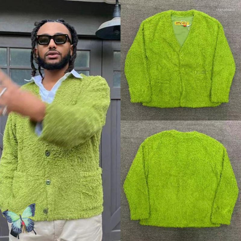 

Men' Jackets CPFM.XYZ Cardigan Embroidery Men' Women' Lamb Fleece V-Neck Coats