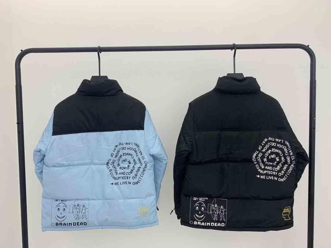 

Men's Down 2022 Brain Dead Logo Embroidery Women Men Cotton Padded Jacket Coat Hiphop Oversized Casual Winter, Black