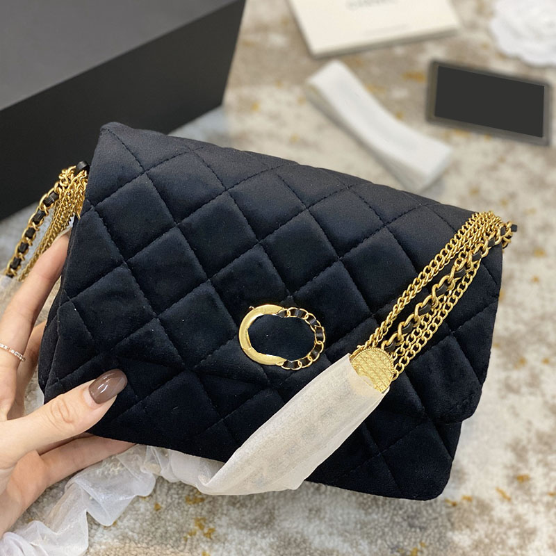 

22A Viantge Womens Coin Velvet Mood Flap Quilted Bags With Gold Metal Chains Crossbody Shoulder Luxury designer Handbags Large Capacity Outdoor Sacoche 21X14X10CM, Box
