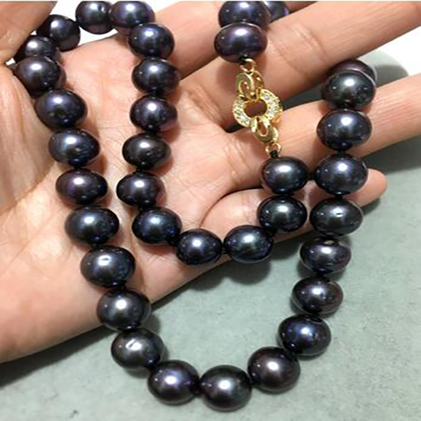 

AAA 11-12mm Tahitian round multicolor pearl necklace 18 INCH 14k 20 Gold clasp