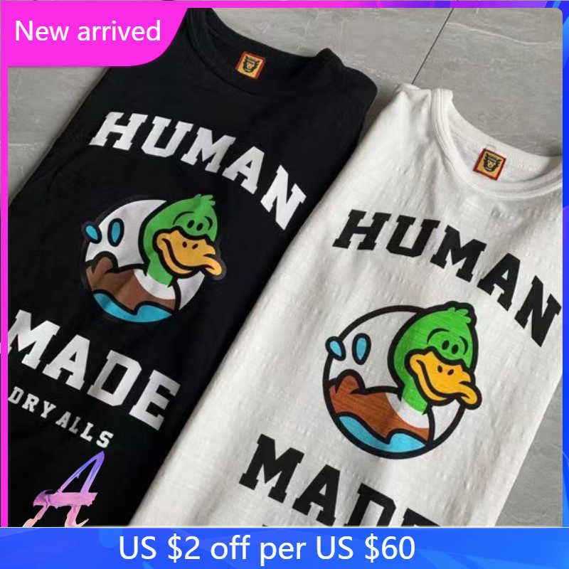 

Men's T-Shirts HUMAN MADE T Shirt High Quality Cute Cartoon Swimming Duck Short Sleeve T-shirts for Men Women T221130