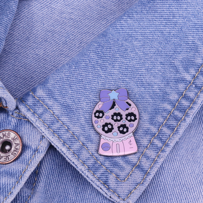 

Soot sprite magic bags enamel pin pastel stars brooch Spirited Away badge anime jewelry cute ghost pins Halloween accessory gift, As picture