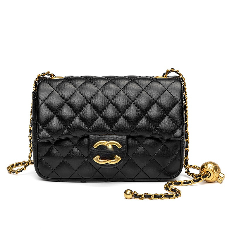 

Dermis Evening Bags Women's 2022 New Fashion Korean Version Golden Ball Chain One-shoulder Small Incense Wind Ring Diagonal Cross Small Square Bag, Aspic