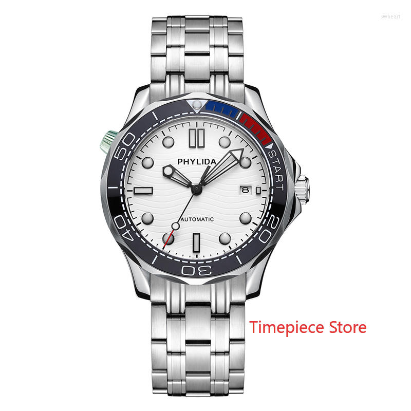 

Wristwatches 10BAR Waterproof White Dial JAPAN MIYOTA Automatic Watch DIVER200M Style Sapphire Crystal Solid SS Bracelet Super Blue Luminous, Branded-rubber