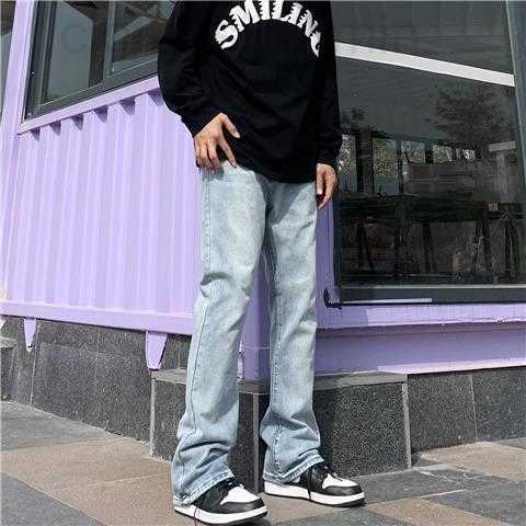 

Trendy Men's Factory Wholesale Retail American High Street China-chic Micro Flare Jeans Men Women Fashion Brand Ins Loose Straight Tube Vibe Casual Fog Overalls, C52