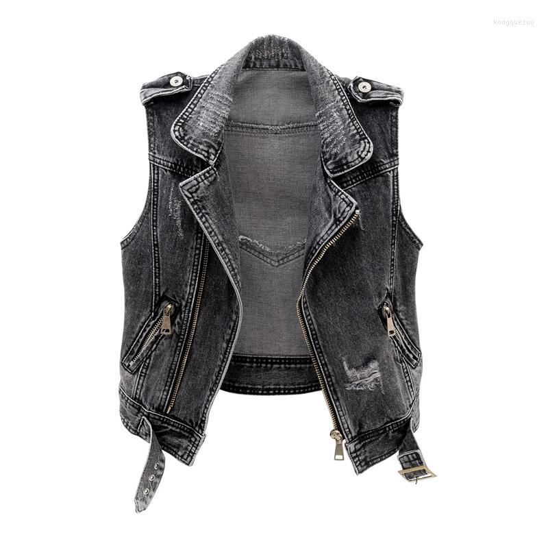 

Women' Vests 2022 Women' Denim Vest Spring Autumn Coat Casual Ladies Waistcoat Jeans Jacket Locomotive Clothing, Grey