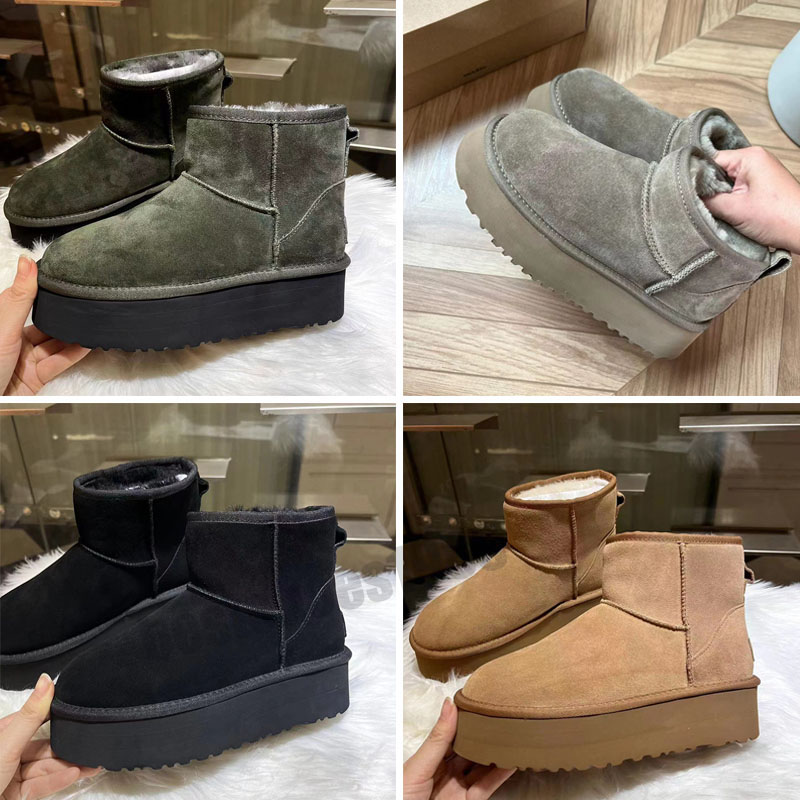 

Classic Warm Snow Boots Designer Woman Australia Thick Bottom Platform Boot For Women Real Leather Short Thick Bottoms Winter Fur Booties Shoes, Color 1