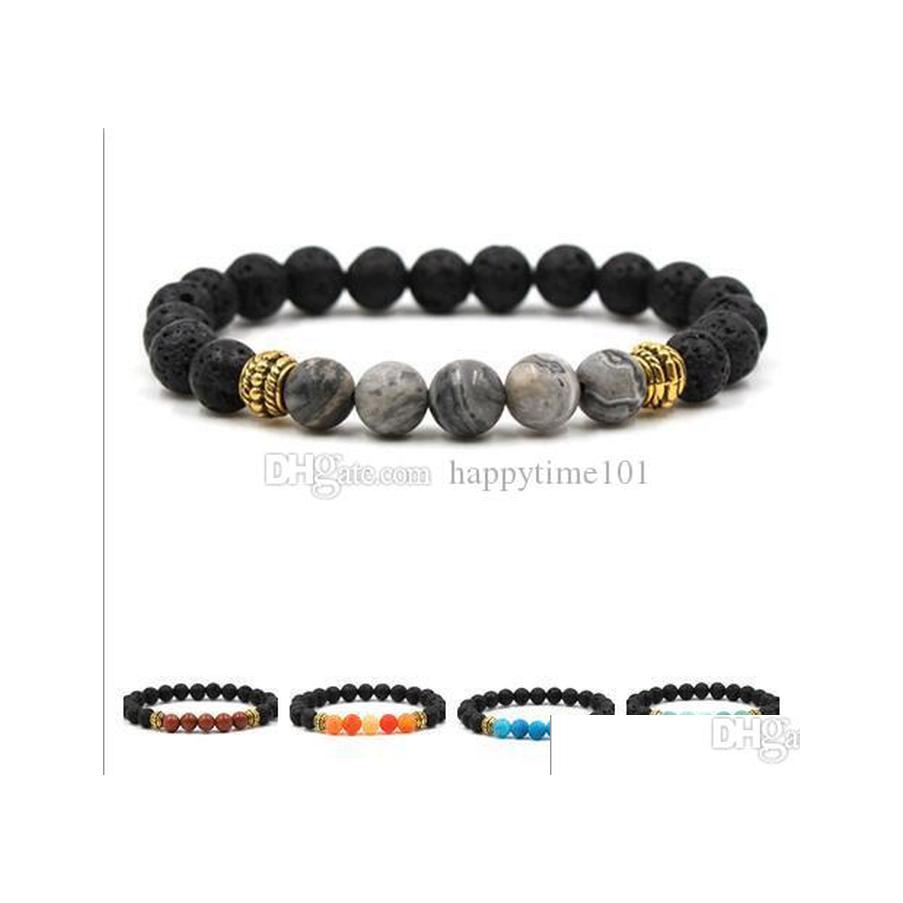 

Charm Bracelets Lava Rock Bracelet Womens Charm Bracelets Mens Bangles Bangle Women Men Jewelry Jewellery Fashion Accessories Christ Dhrw2