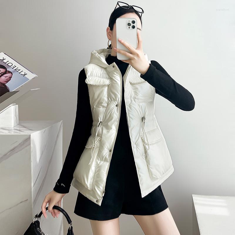 

Women's Vests Winter Women Cotton Down Vest Sleeveless Warm Hooded Loose Casual Short Female Outerwear Padded Waistcoat, Black