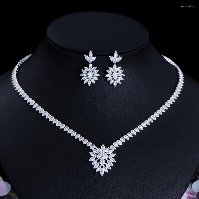 

Wedding Jewelry Sets CWWZircons Luxury Cubic Zirconia White Gold Color Bridal For Collection Banquet Costume Accessories T588