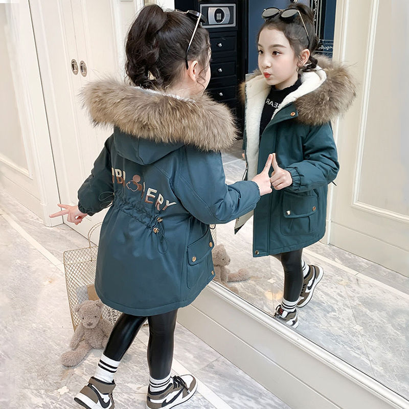 

Down Coat Fashion Winter Jackets For Girls Plus Velvet Warm Hooded Children Clothing 4 12 Years Kids Teenage Parkas TZ247 221130, Pink