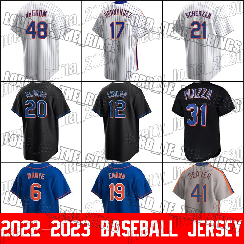 

48 Jacob DeGrom Baseball Jerseys Pete Alonso Francisco Lindor Brandon Nimmo Jersey Mike Piazza Tom Seaver James McCann Jeff McNeil Mark Canha zxcb61, Man custom jersey (ddh)