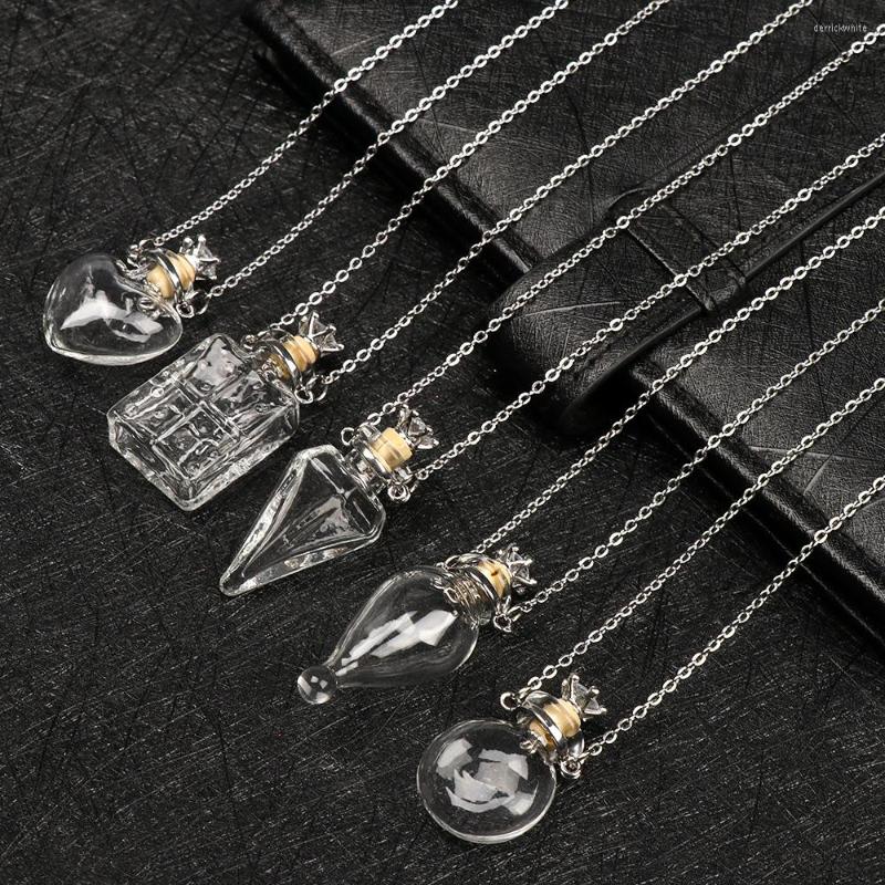 

Pendant Necklaces 1PC Water Drop Heart Glaze Vial Necklace Openable Perfume Essential Oil Steel Chain Make Wishes Jewelry Gift