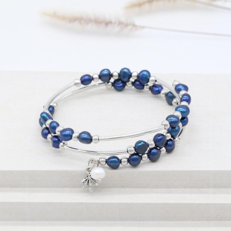 

Charm Bracelets Natural Pearl Bangle Bracelet Multi Colors Wrap Freshwater For Women Wedding Banquet Gift PB002