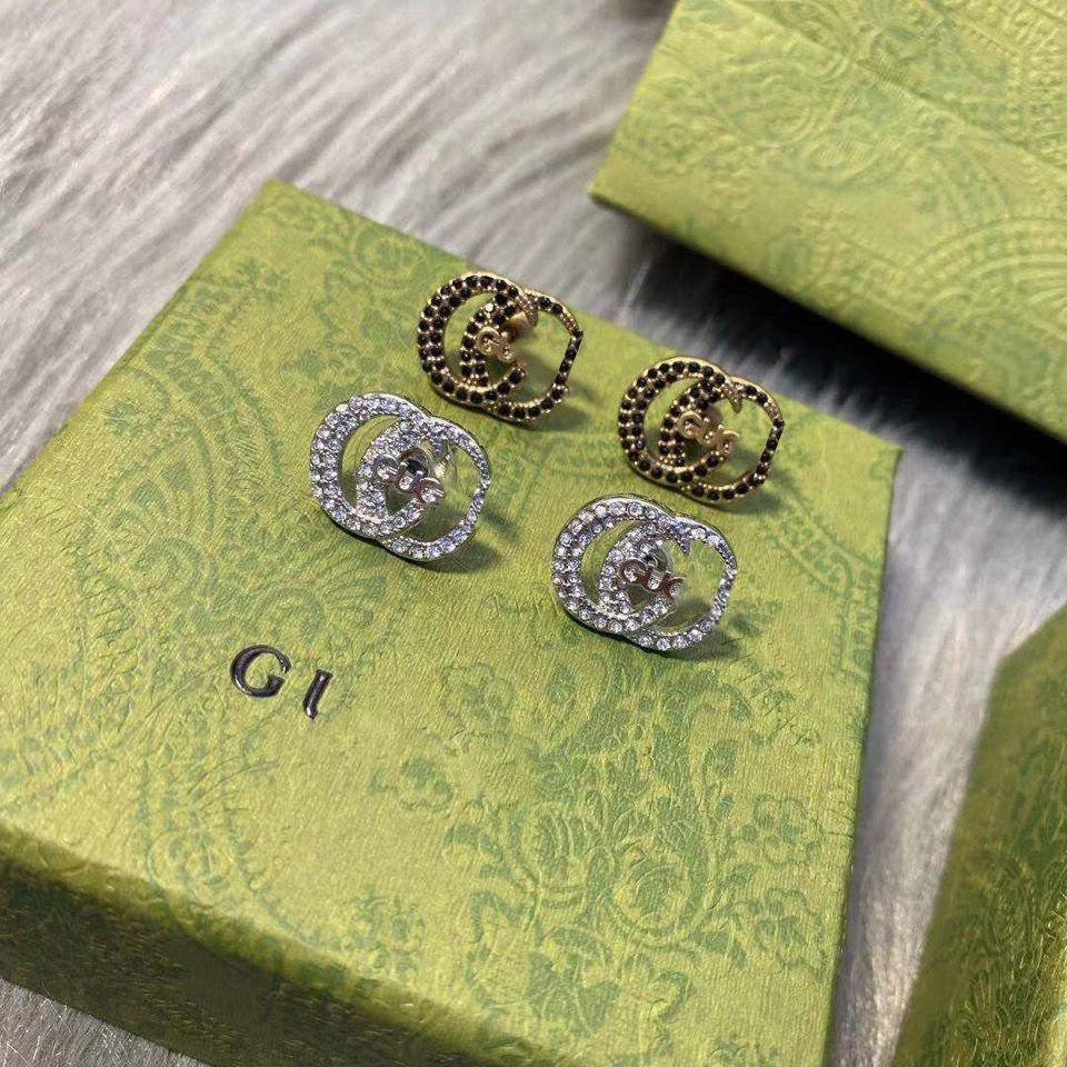 

earrings designer for women stud luxury gold heart shape pearl crystal gold double g letter 925s silver jewelry classic