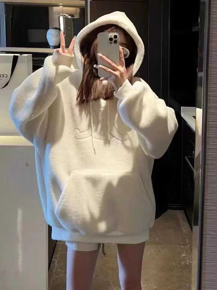 

Women' Jacket Sweater Coat Cell 22FW Celebrity High 2022 Autumn and Winter Cashmere Hooded Style Embroidery Warm CoatElegant Class 4R5H, Picture color
