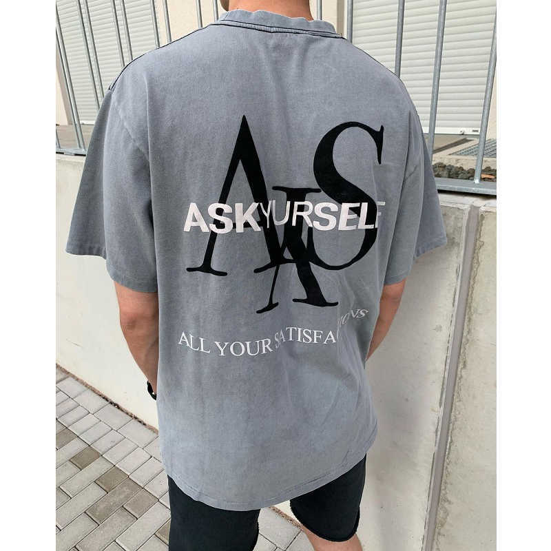 

Men's T-Shirts Foaming Printing Askyurself Box T-Shirts Men Women 1 1 Best Quality Washed Cement Grey Ays T Shirt T221130, Gray