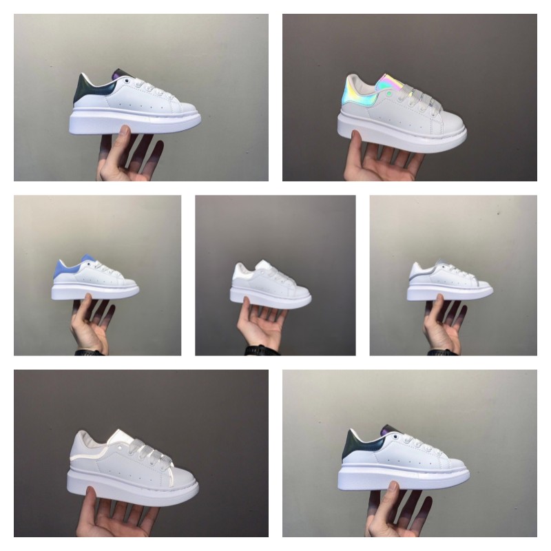 

kids children Casual Shoes Espadrilles 3M Reflective Oversized Sneakers boys girls Leather Lace Up Platform White Suede mc Trainers alexande queens sneaker, Donot choose