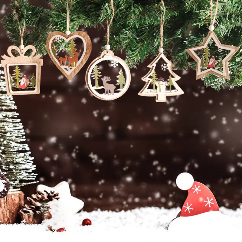 

Christmas Designer 5A quality ring Wooden Creative Pendant Gift