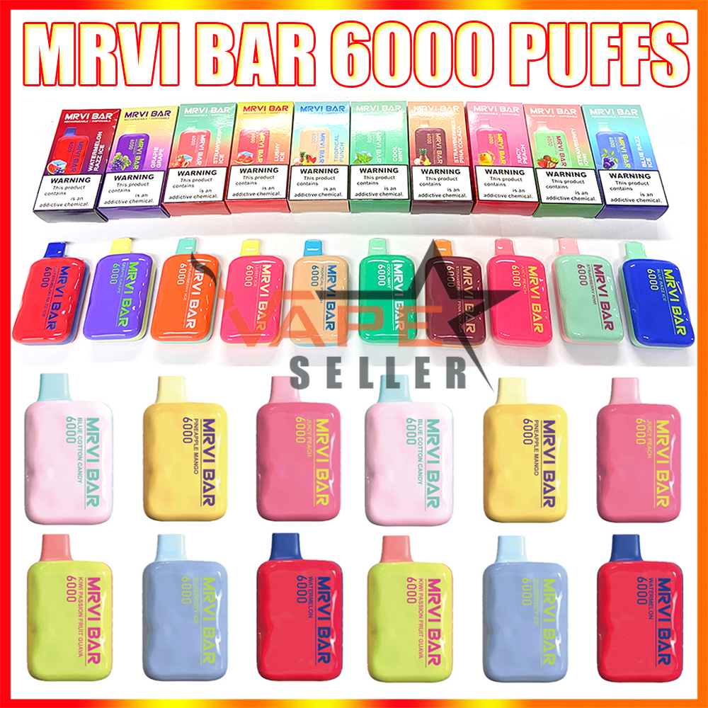 

Original Mrvi Bar 6000 Puffs Rechargeable Disposable Vape E Cigarette With 650mAh Battery Prefilled 13ml Pod Suitcase Elf Box VS Lost Mary