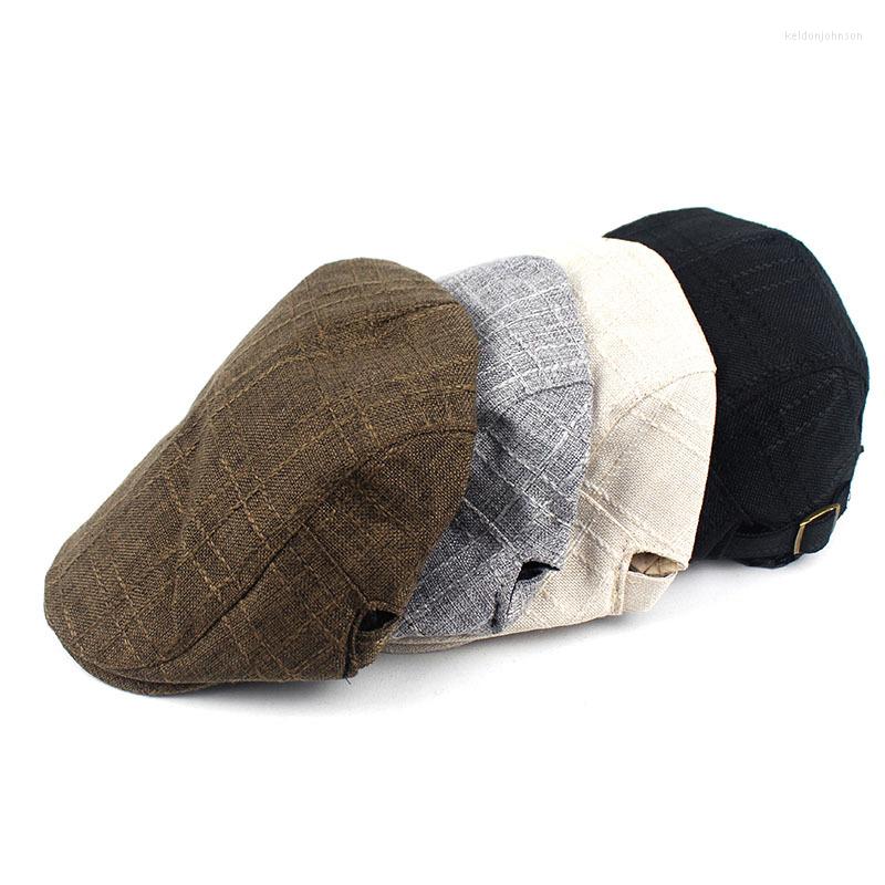 

Berets 2022 Men Women Plaid Flat Cap Classic Duckbill Gatsby Ivy Irish Sboy Driving Hat, Black