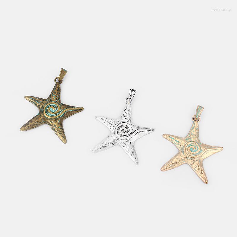 

Pendant Necklaces 3Pcs Tibetan Silver Carved Spiral Vortex Starfish Star Charm For Diy Jewelry Boho Necklace Making Supplies Mixed Color