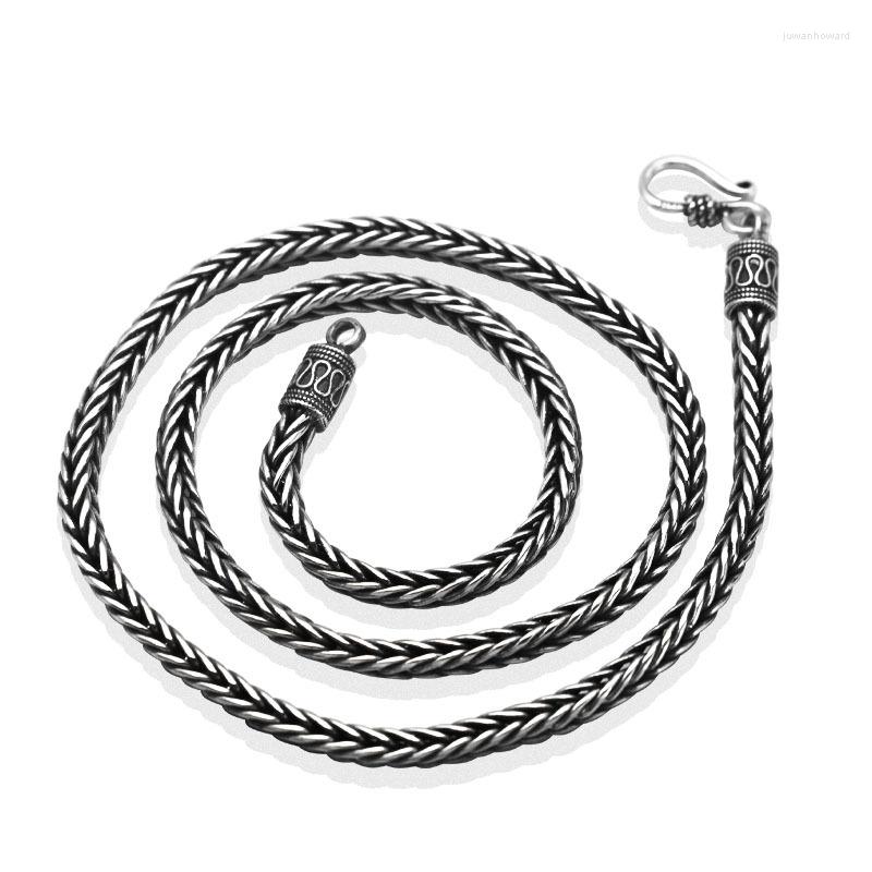 

Chains 9925 Sterling Silver Retro Weave Necklace Men Male Thai Vintage Personality Chain Jewelry