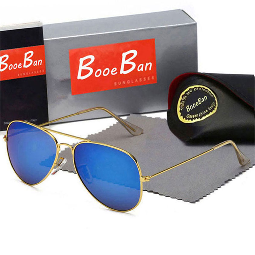 

Booe Ban Men Classic Brand Retro women Mirror Sunglasses Pilot Luxury Designer Eyewear Metal Frame Sun Glasses 58mm UV Protection spectacle Glass Lens eyeglass