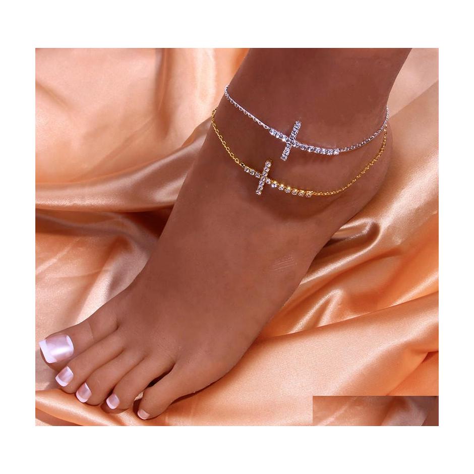 

Anklets Fashion Jewelry Simple Rhinstone Cross Anklet Chain Anklets Drop Delivery Dhqja